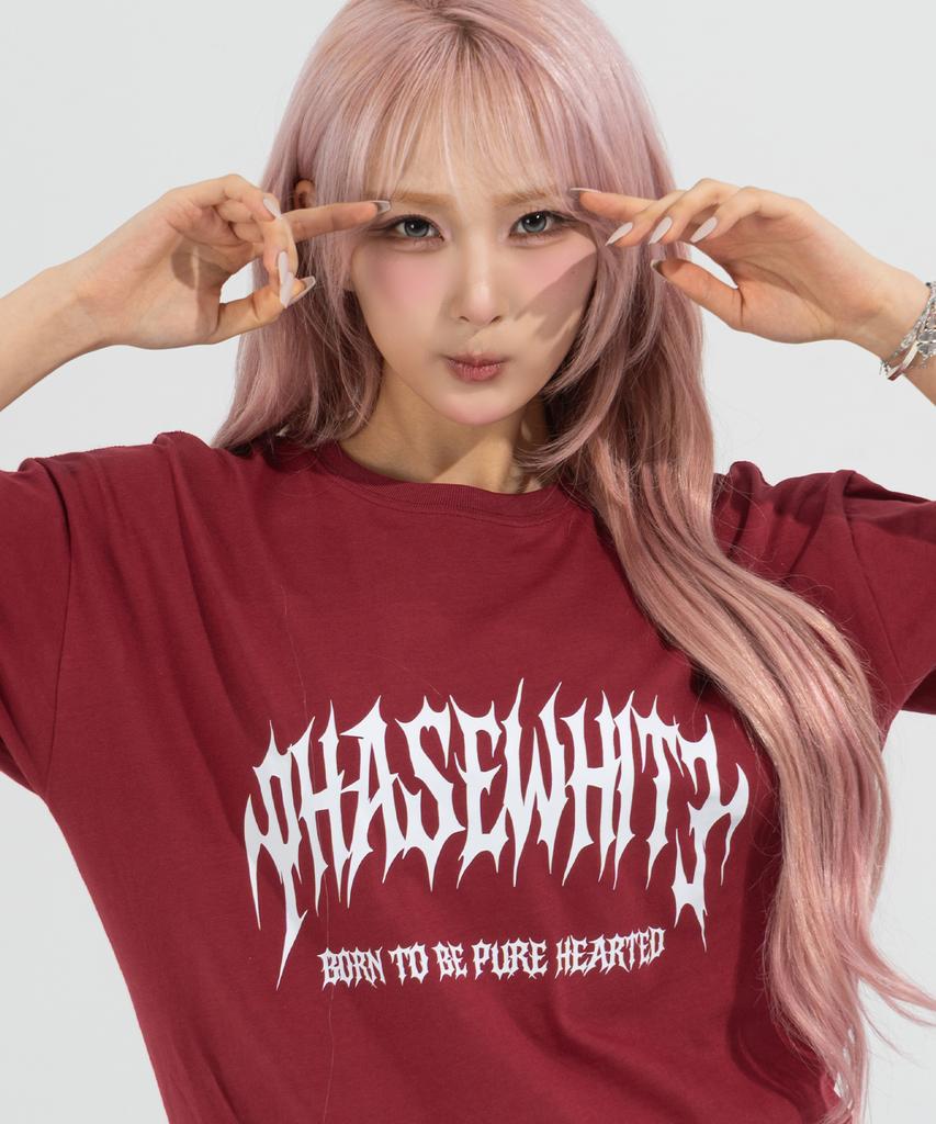 Peijeuhwaiteu [Фаза_2] Футболка с металлическим логотипом_Бордовый / 8802026-St12