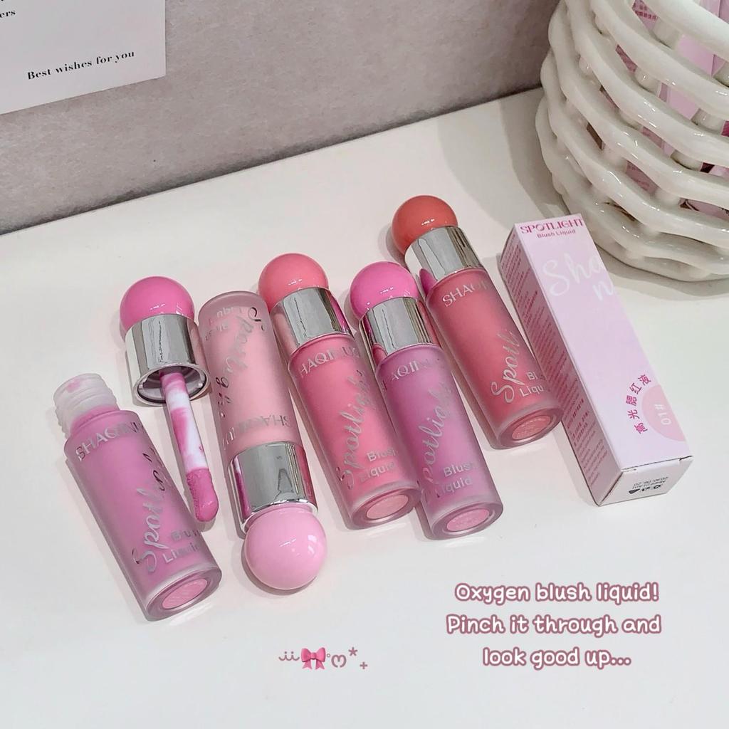 SHAQINUO Сияющие жидкие румяна и хайлайтер дуо 12ч сияние росы Легкий водно-гелевый Наслаиваемый Зеркало