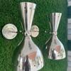 Mid-Century Modern Italian Double Wall Sconce -Chrome Finish Designer Lighting Fixture for Bathroom or Washbasin Décor