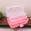 3 Layers Large Capacity Storage Box With Handle Foldable Plastic Portable Makeup Hairpin Organizer Nail Art Jewelry Box