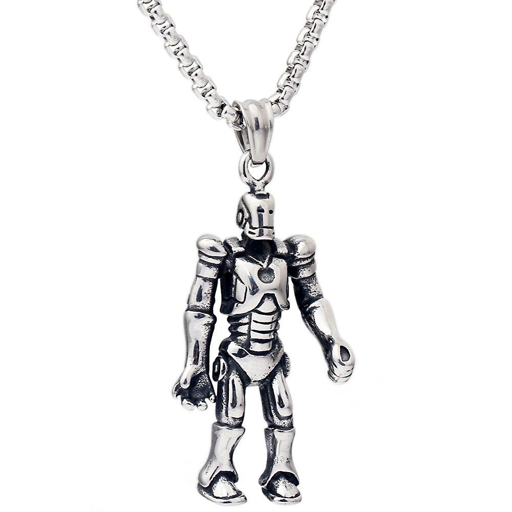 European and American Cyberpunk Style Hip-hop Versatile Deformable Robot Men's Titanium Steel Necklace Pendant