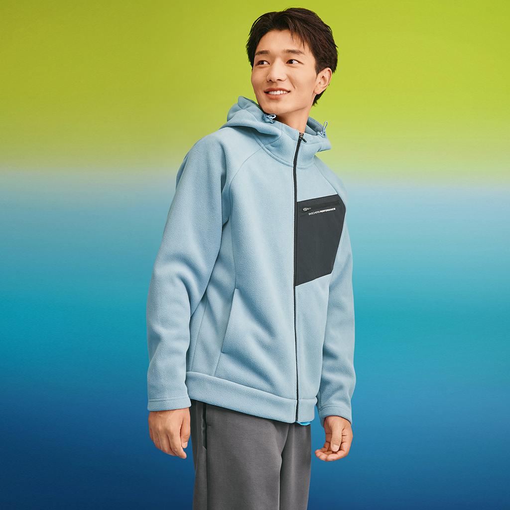 Skechers Мягкая и удобная куртка с капюшоном на молнии с длинным рукавом для мужчин, куртки, синий P424M132-01N9
