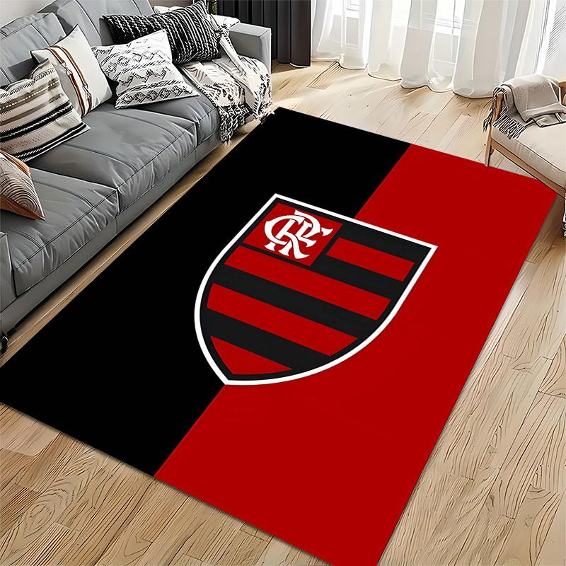 Red Black Striped Shield Logo suitable as a non-slip mat for the living room or bedroom sofa