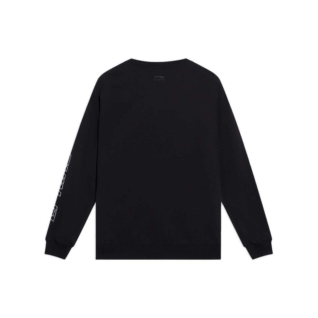 Li-Ning Толстовка с длинными рукавами и вышитым логотипом серии Sports Trend, мужские топы черного цвета AWDS923-3