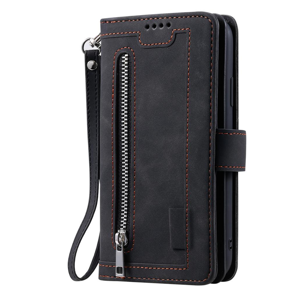 For Motorola Moto G56 5G Case 9 Card Slots Zipper Wallet PU Leather Phone Cover with Wrist Strap