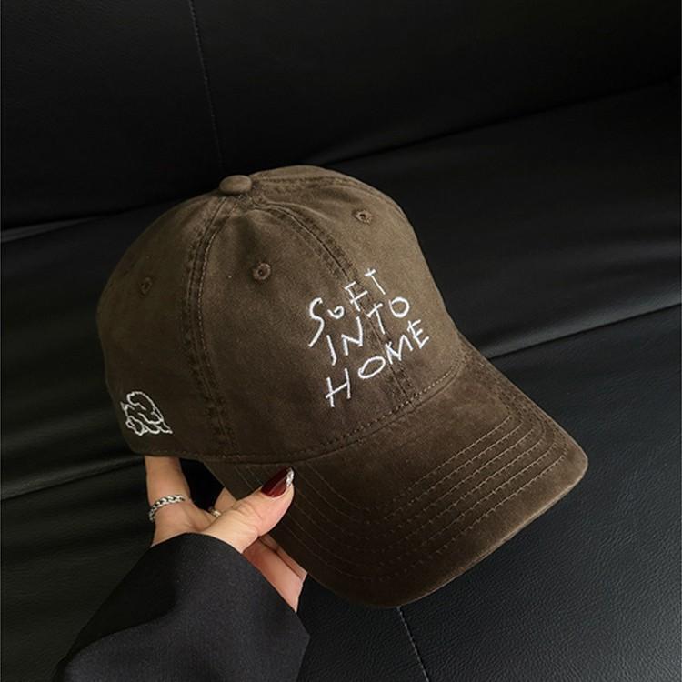 Lu Yuxiao letter embroidered baseball cap women's spring new soft top curved brim cap men show small face