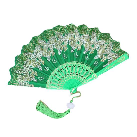 Складной веер с бронзовыми бабочками и элегантной кисточкой, полые ребра, подиумы, танцевальное представление, фотореквизит, портативный летний ручной веер, вечеринка