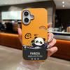 Чехол для телефона из однотонной кожи с текстурой милого мультяшного рисунка в виде панды для iPhone 16 Pro 15 14 Plus 13 12 Pro Max 11, ударопрочный, мягкий, из ТПУ, тонкий чехол