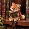 Милая фигурка лисы для любителей книг, читающая в очках, с шарфом и ботинками, статуэтка животного из смолы для книжной полки, ретро-пасторальный стиль, аксессуары для дома