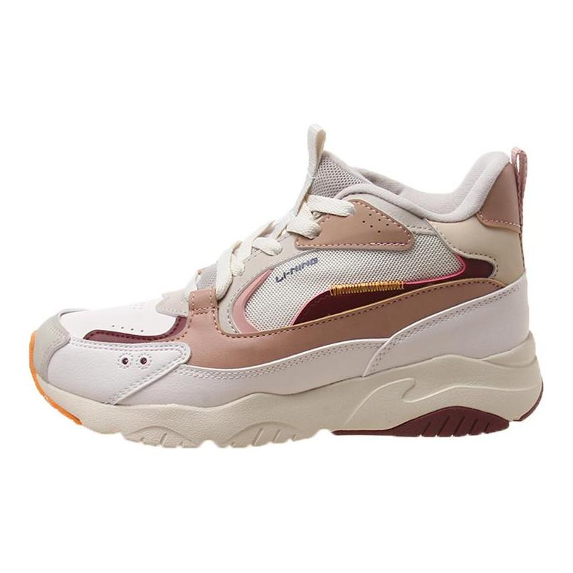 Li Ning Удобная амортизация Средняя высота Кроссовки для бега Женские Umber Gray Red AGCQ248-3