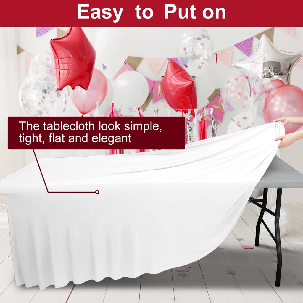 Покрывало для стола из спандекса 6 футов/8 футов, эластичные скатерти с юбками для прямоугольных столов, эластичные скатерти на резинке