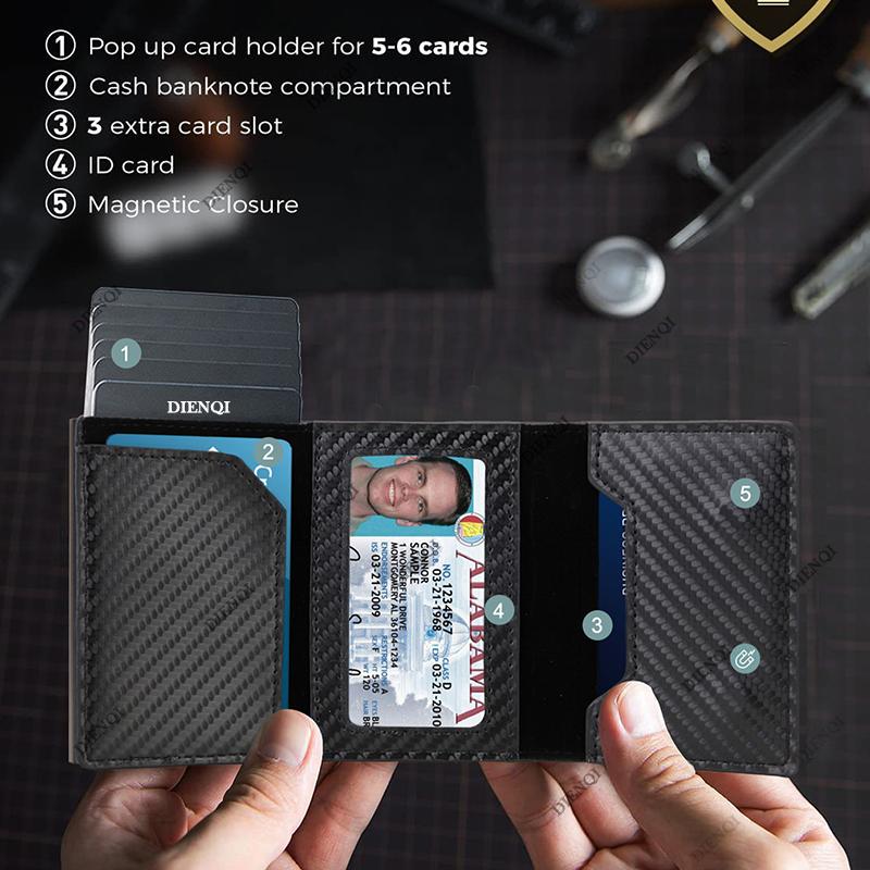 Rfid Кошельки из углеродного волокна Airtag Мужские Держатели для карт Тонкие Кошельки Кожаный Кошелек Для Apple Air Tag Кошельки Умный Черный Кошелек