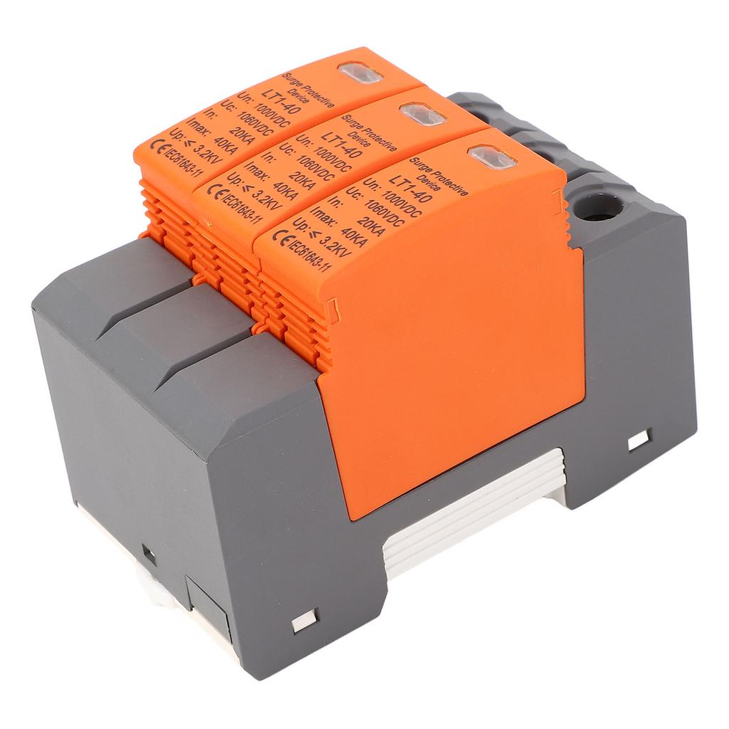 DC Power Surge Protector 3P 35mm Rail Mount Arrester Protective Device for Photovoltaic System