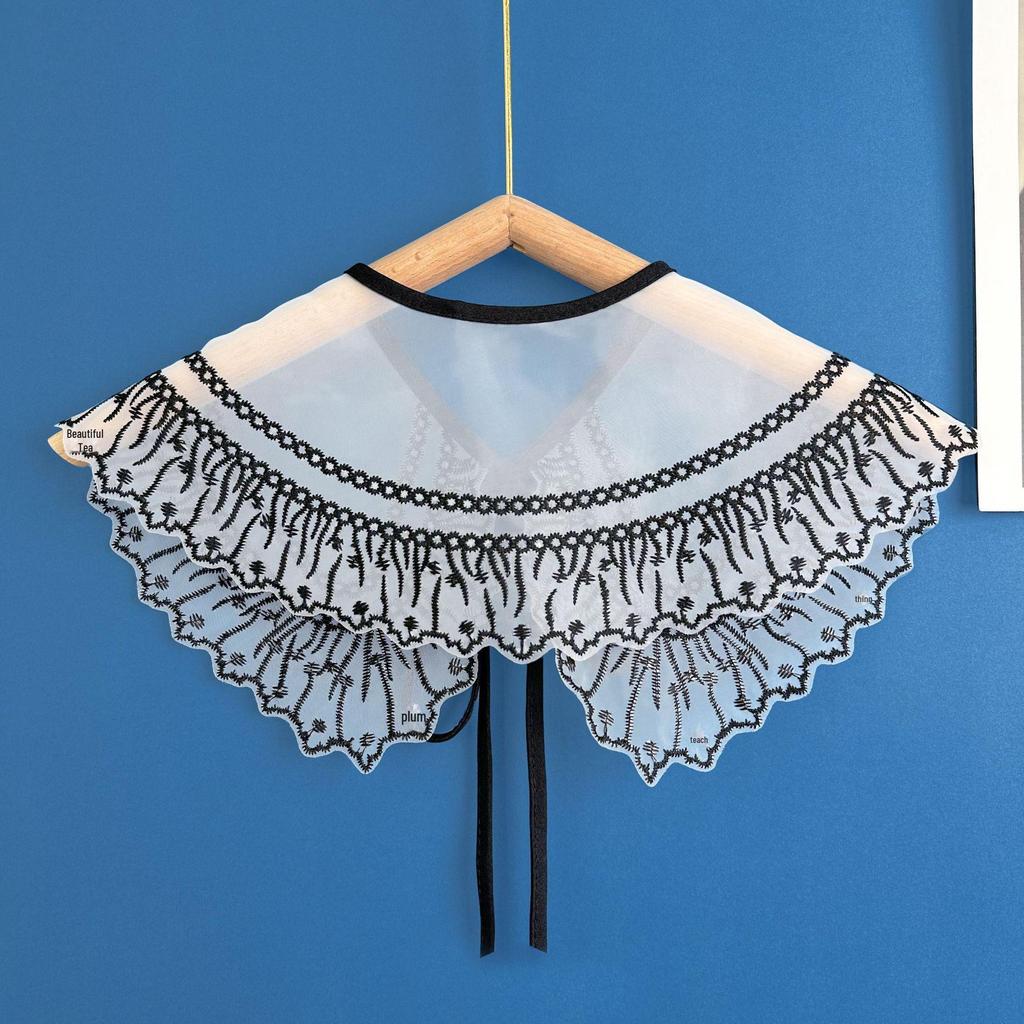 2023 Двухслойная вышитая юбка из органзы с воротником-шалью для верхней одежды на все сезоны