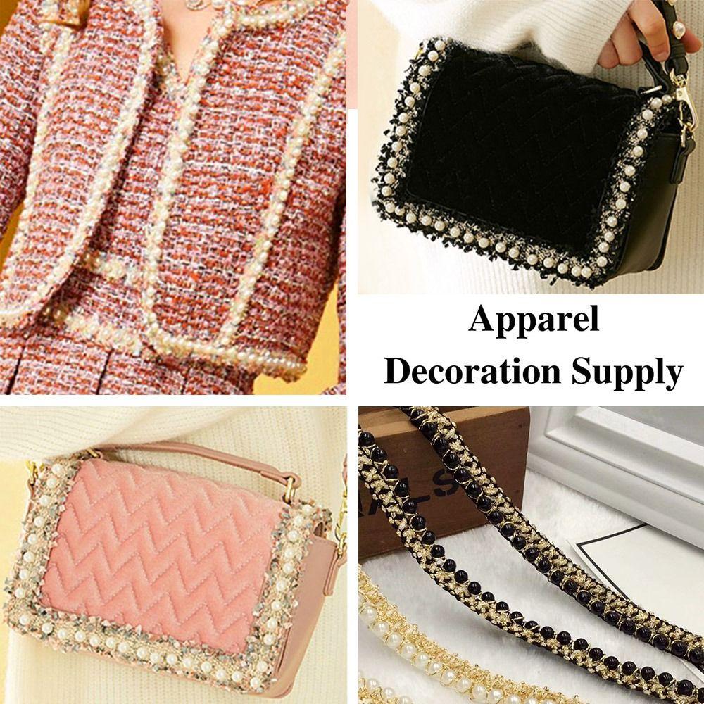 Needlework Applique Fabric Beaded Lace Ribbon Hand-stitched Pearl Lace Trim Pearl Braid Lace Ribbon