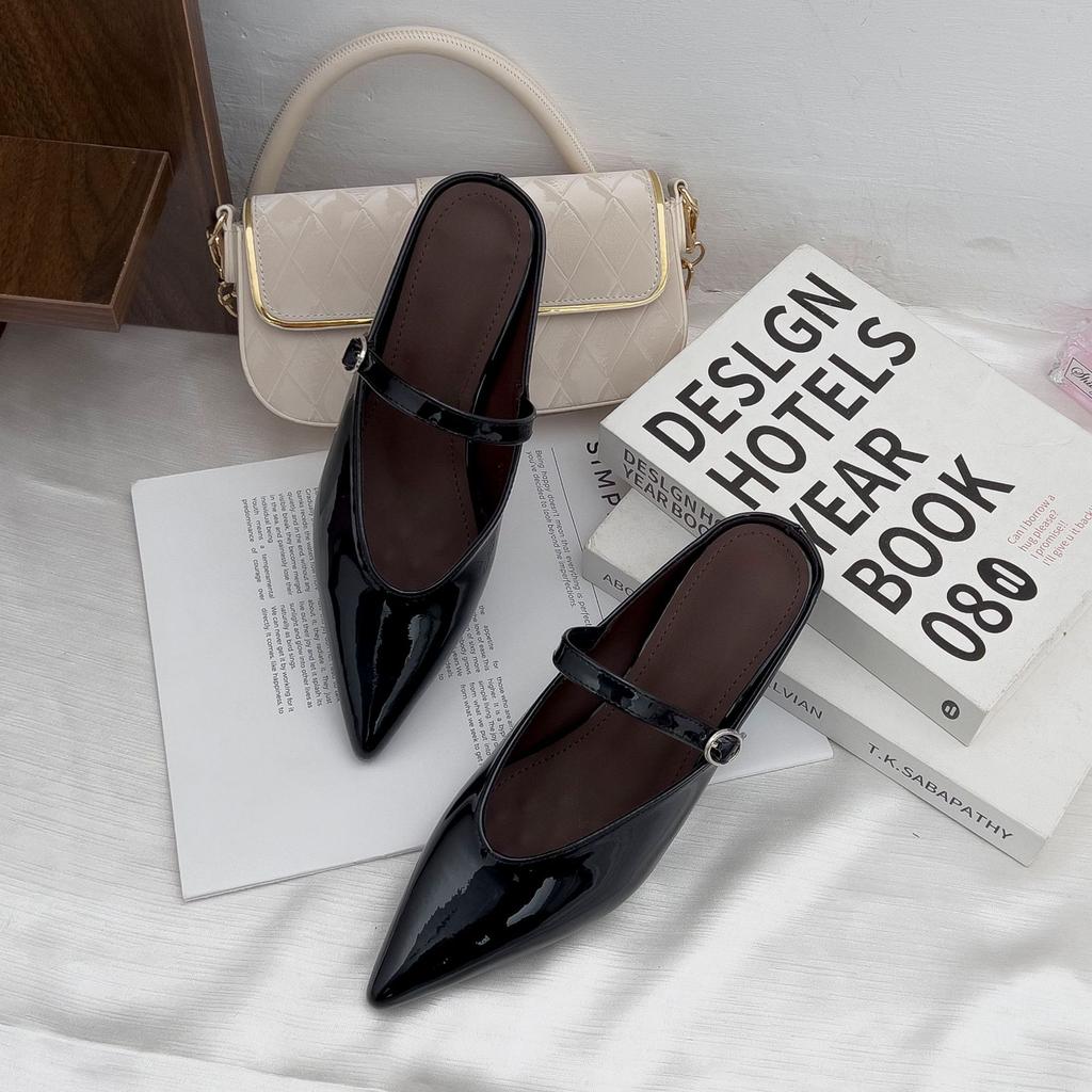 Platform Shoes Women's Summer 2025 Small Platform Heightening Single Shoes Women's Outer Wear Advanced Sense Half-drag Muller Shoes Are Versatile