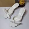 Fashion Summer Peep Toe Butterfly-knot Women Mules Shoes Comfortable Leather 2025 Brand Stilettos Slip On Casual Mid Heels Lady Sandals