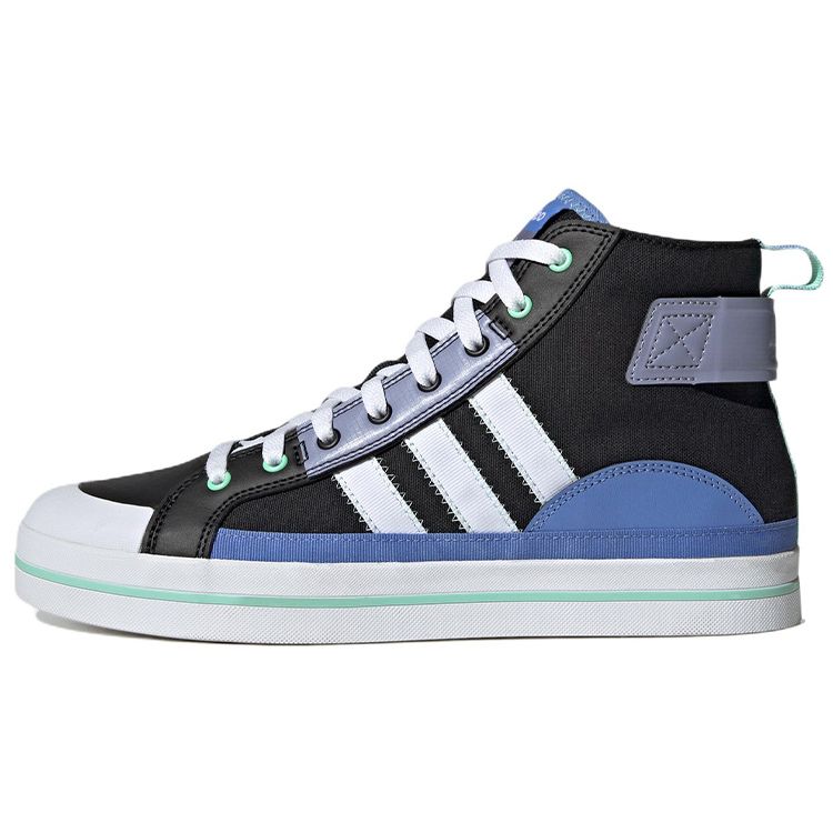 Adidas Neo City Canvas Slip Resistant Durable Mid Top Skate Shoes Unisex Skate Shoes Black Blue White HQ4619