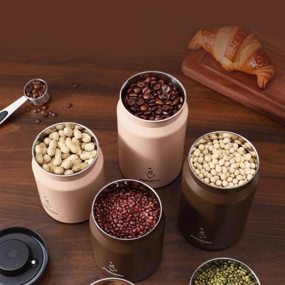 Stainless Steel Vacuum Coffee Container Moisture-Proof Food Storage Jar Coffee Bean Storage Home