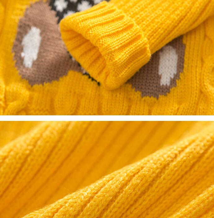 Осенне-зимние детские свитера с рисунком медведя для маленьких мальчиков и девочек, вязаный свитер с круглым вырезом, топы