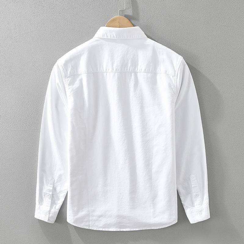 Корейская Мода Мужская Рубашка с Длинным Рукавом Уличный Стиль Полосатая Лоскутная Рубашка Весна и Осень Чистый Хлопок Повседневные Топы Молодежная Белая Рубашка