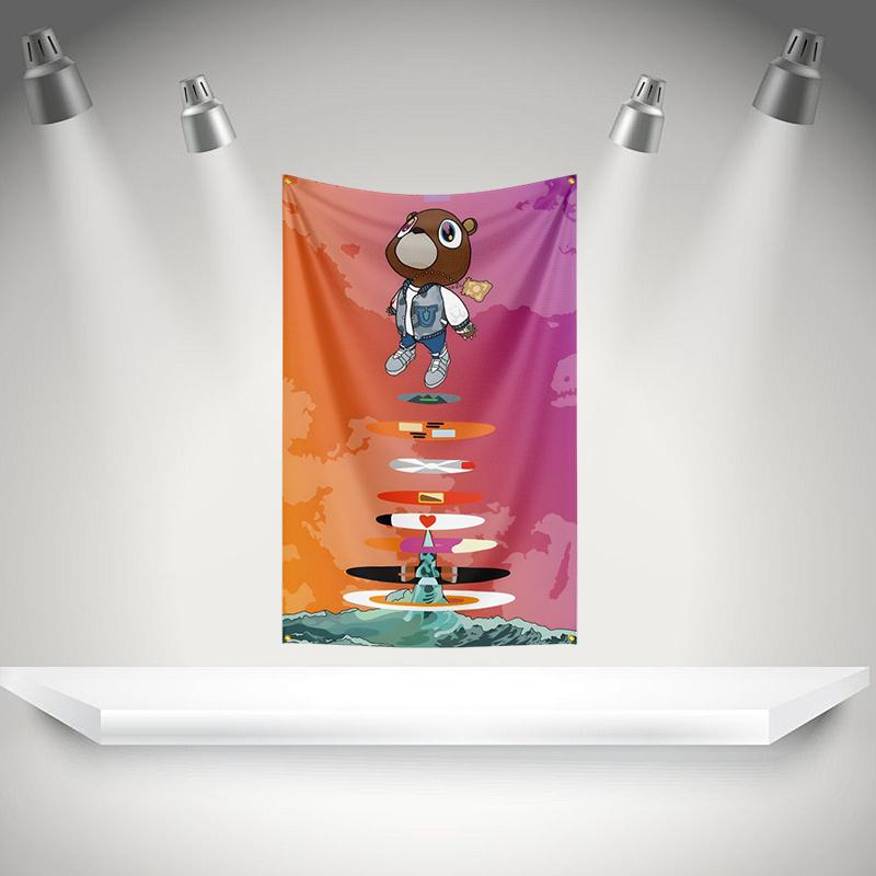 Kkanyes West Flag Rock Music Band Banner 3x5ft With Grommets Hd Printing Tapestry Exhibition Music Band Fans Garage Decor
