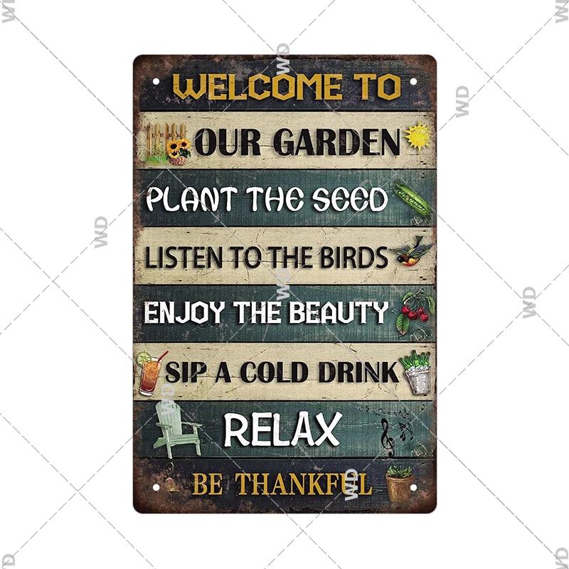 Tin Sign Garden Hoeing Aint Easy Flower Plant Sign Decor Funny Slogans Born with Plants Retro Look Metal Poster FarmhouseSign