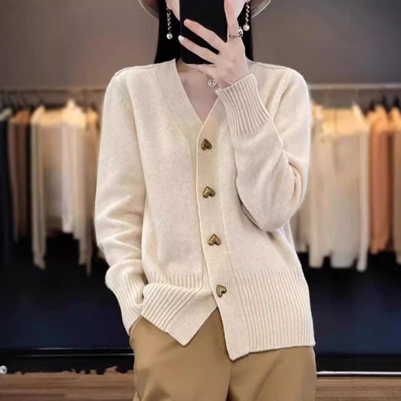 Women S V Neck Button Knit Cardigan Loose Fit Sweater Coat