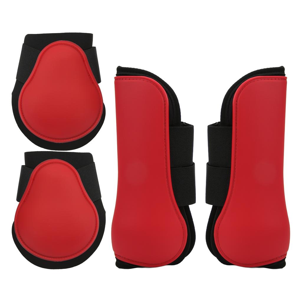 4pcs Horse Front Hind Leg Boots PU Shell Horse Tendon Boots for Horse Training Jumping RunningRed