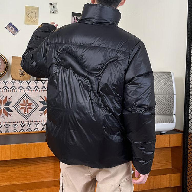 Puma Solid Color Casual Letter Logo Print Stand Collar Long Sleeve Jacket Men Jacket Black 625611-01