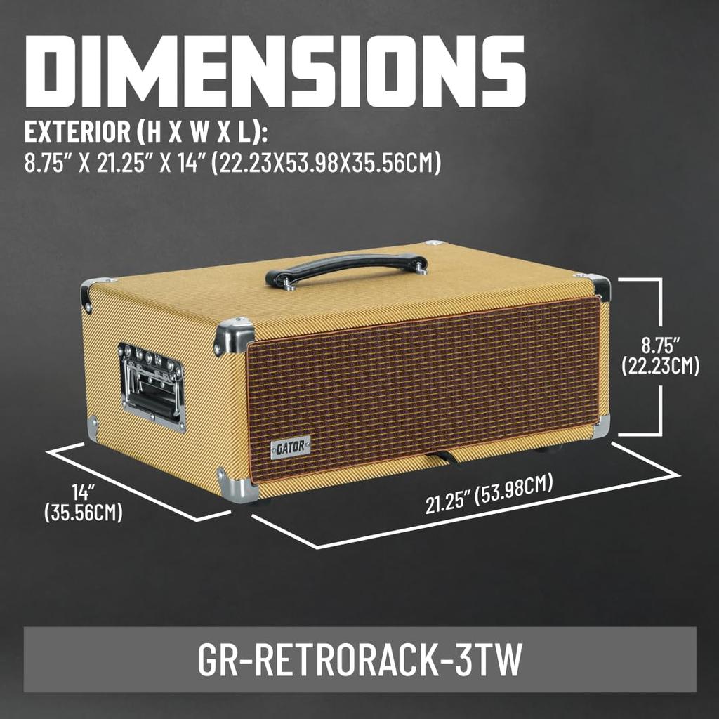 GATOR Рэковый кейс в стиле винтажного усилителя Retro Rack Series 3U Твид GR-RETRORACK-3TW (В комплект входят крепежные винты/шайбы.) []