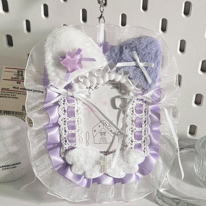 Plush Lace Photocard Holder Lolita Anime Kpop Idol Display Card Protector for Collectors Photo Safe Storage