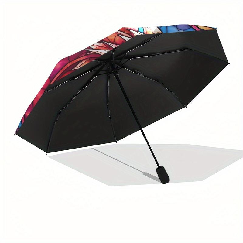 Stained Dragon Wall Art: Vibrant Fantasy DecorUmbrella, Portable 3-Fold Compact Umbrella,Christmas Gift ES513