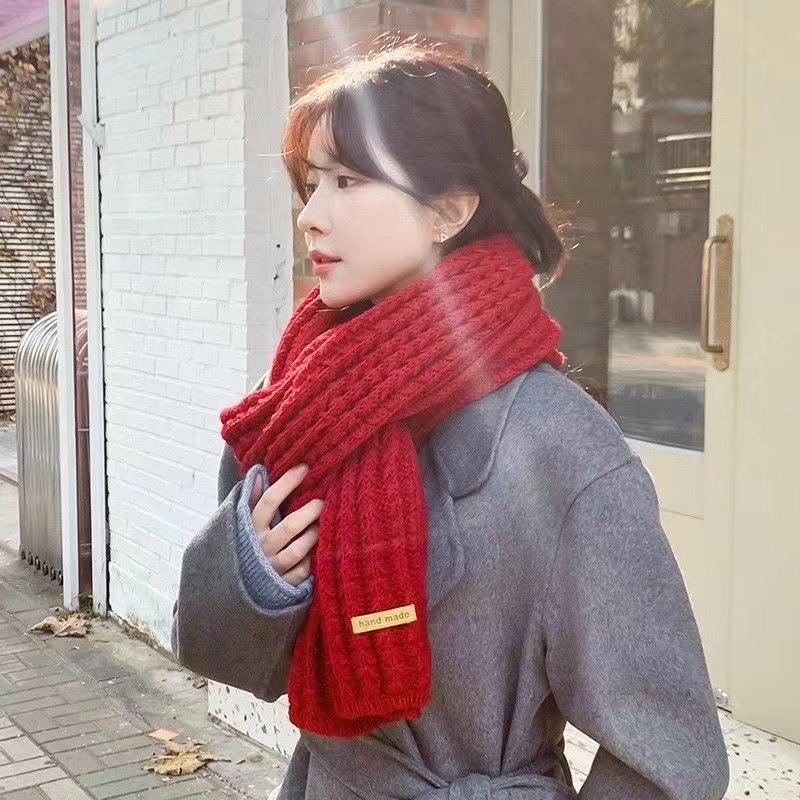Autumn and winter women's wool scarf to keep warm students cute couple male versatile couple knitted scarf
