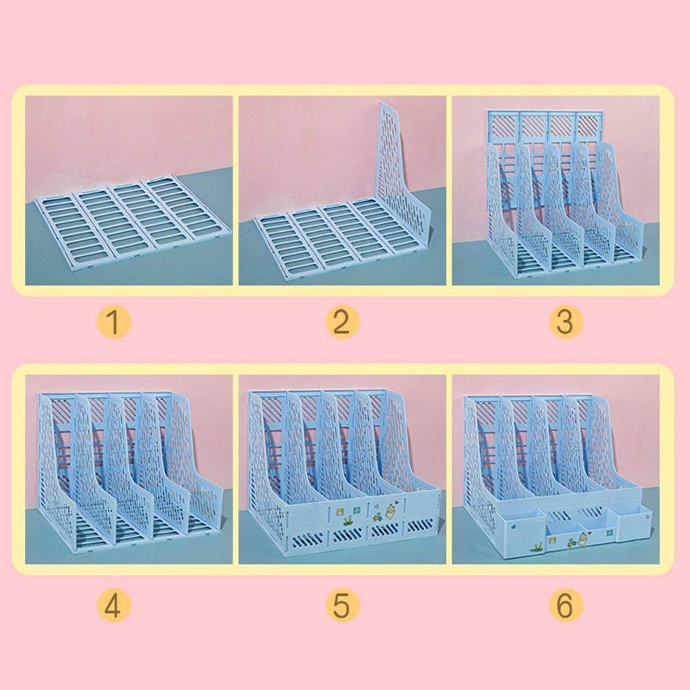 Removable Desktop File Storage Box Book Stand File Column Dormitory Desk Book Clip Bookshelf Compartments Student Book Stand