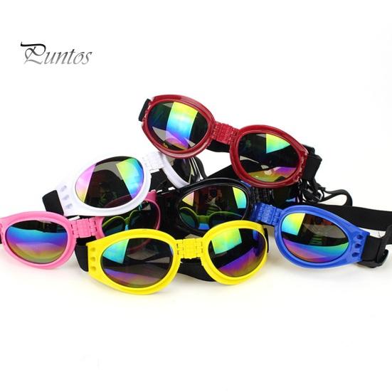 Dog Polarized Sunglasses Small Breed UV Protection Windproof Sun Glasses Pet Goggles Adjustable Folding Eye Wear with Elastic Band for Outdoor