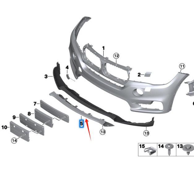 Нижняя накладка переднего бампера для BMW X5 F15 (Часть №. 51127379419)