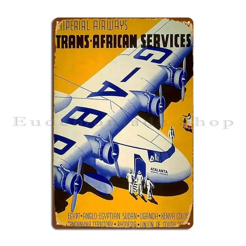 Trans African Services Vintage Travel Poster Metal Sign Plates Cave Designing Print Club Tin Sign Poster