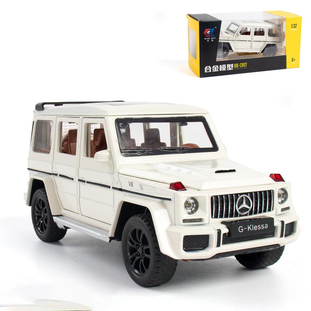 Коллекционная игрушечная машина Benz G63 AMG из сплава в масштабе 1/32, литая модель автомобиля с откидной спинкой, подсветкой и звуком