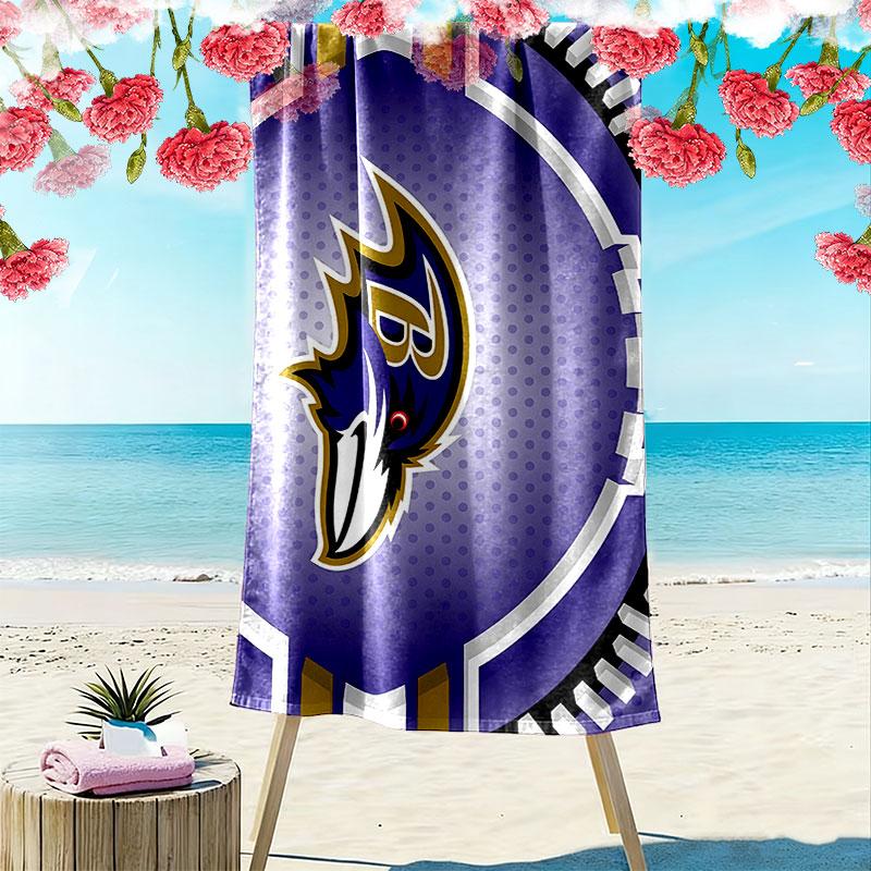 Baltimore Ravens Print Beach Towel, Large Soft Quick Dry Towel for Beach Camping Swimming