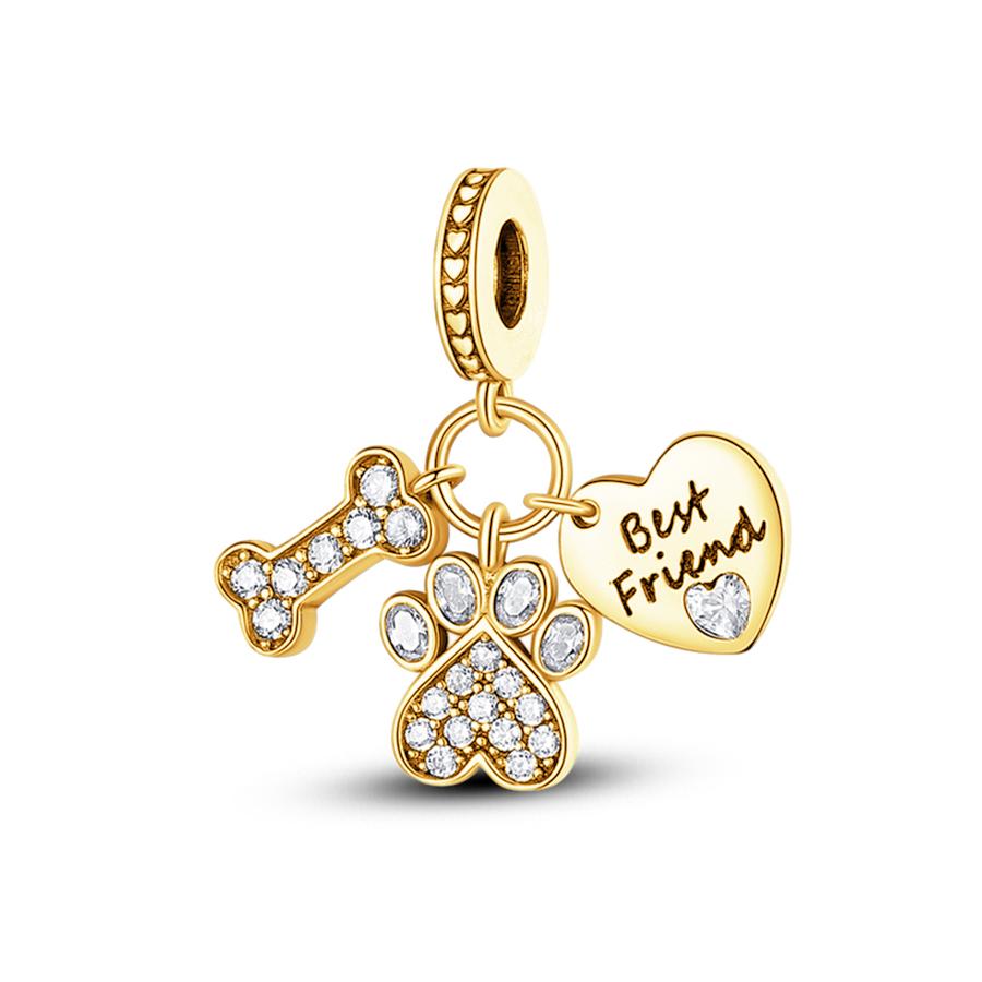 Sparking Gold Animal Heart Clip Charm Beads Dangle Fit Original Snake Bracelet Necklace Beads For Diy Jewelry Women Gift