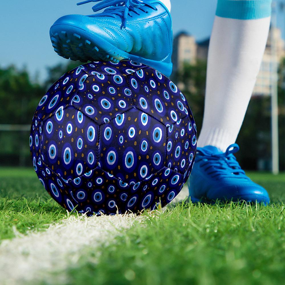 1pc Blue Evil Eye Size 5 Soccer Ball Professional Match Training Football Indoor &Outdoor Sports Ball Lightweight Durable c6581