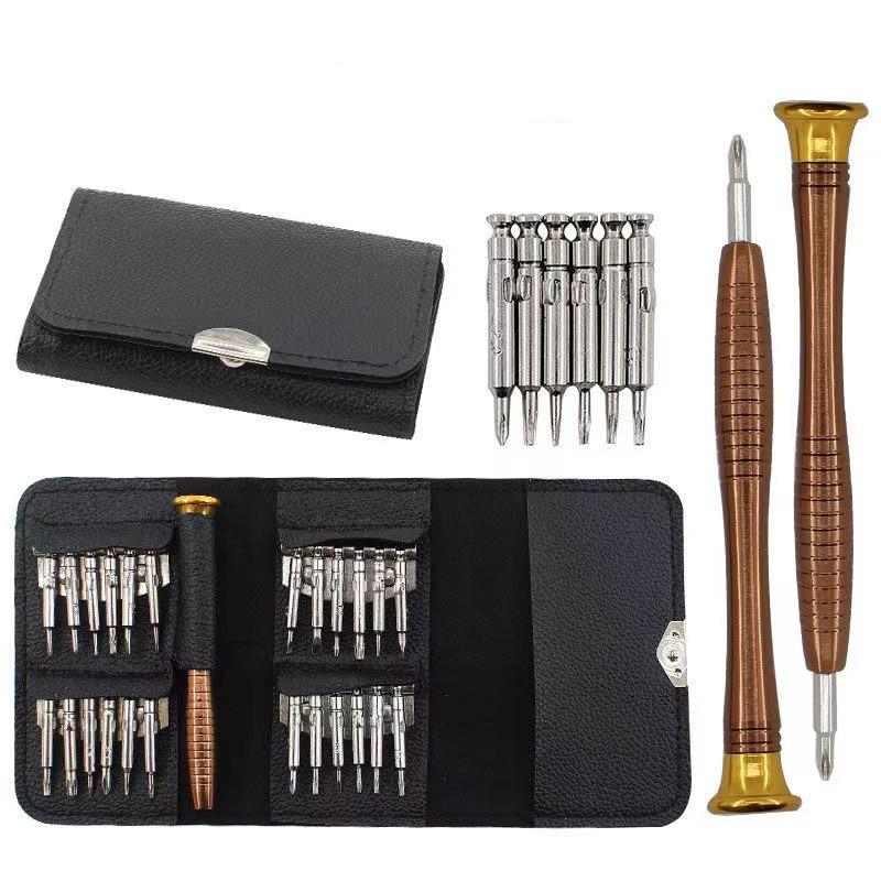 25-in-1 Multifunction Precision Screwdriver Set In Leather Case for Mobile & Watch Repair
