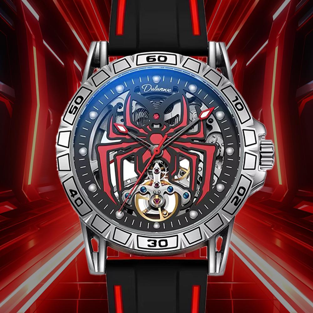 Полностью автоматические механические часы Flywheel Fashion Trend Водонепроницаемые светящиеся наручные часы Spider Uhren Herren