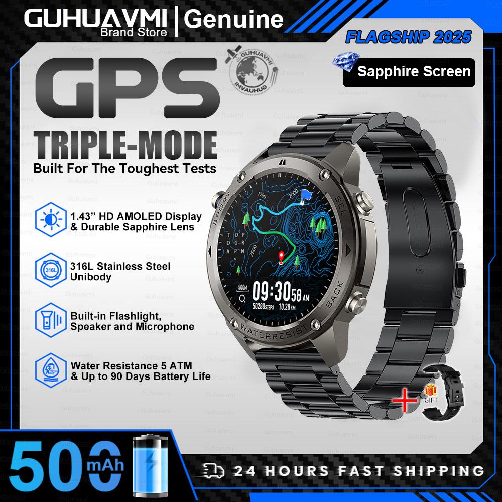 Точные GPS-смарт-часы 5 АТМ Водонепроницаемые Встроенный двухдиапазонный GNSS Компас Военные Спортивные Смарт-часы Мужские Новые