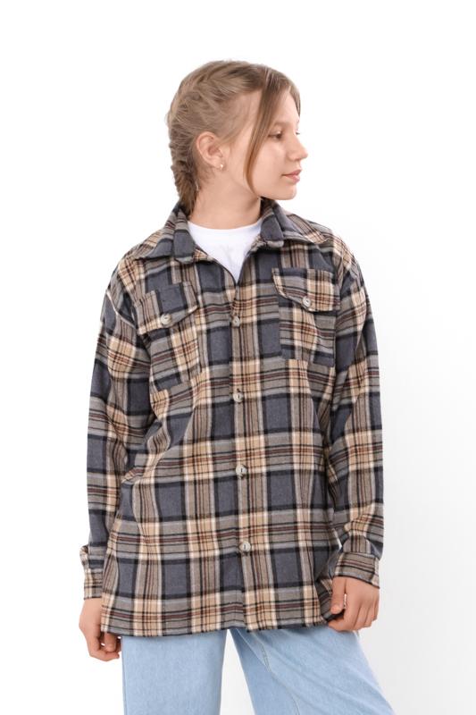 Kids Warm Unisex Plaid Shirt with Brushed Fleece Lining, Demi-season 6417-090-1 HC