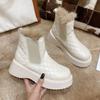 Зимние Снежные Ботинки Женские Теплые Плюшевые Ботильоны на Платформе Женские Удобные Повседневные Хлопковые Туфли Обувь