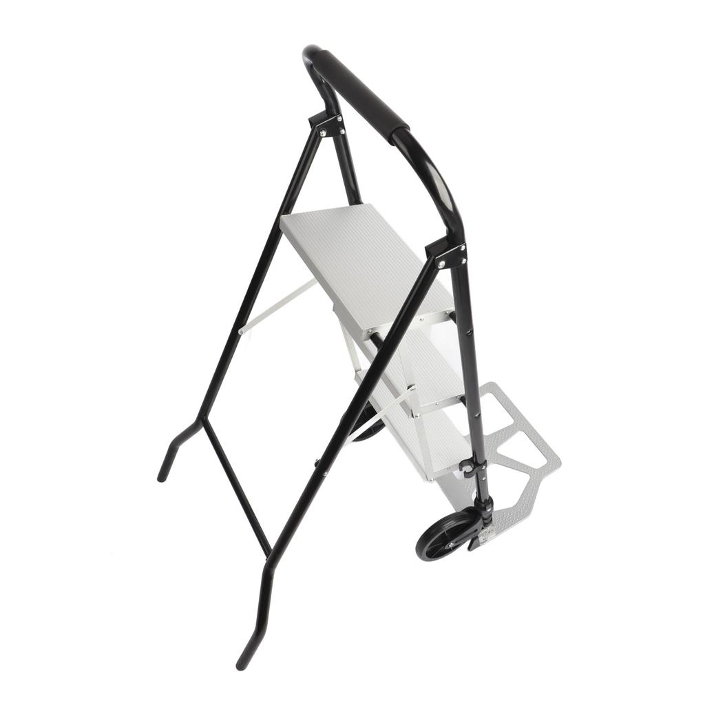 Foldable 3 Step Ladder Ergonomic Portable Non Slip Space Saving 3 Step Folding Stool Ladder Cart for Home