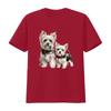 Black White Sketch Cute Yorkshire Terrier Puppies Print Casual T Shirt Vintage Washed Breathable Slightly Top For Everyday Wear