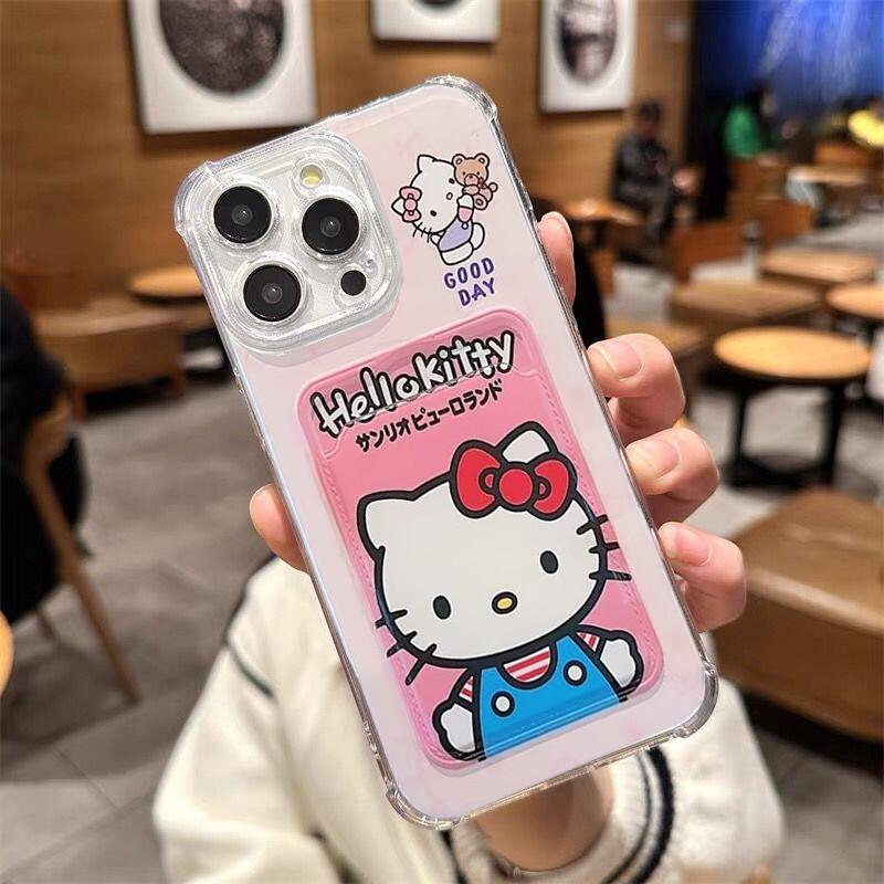 Мультяшный держатель для карт Hello Kitty Чехол для Iphone 17 Pro Max 17 Air 16 15 14 12 13 11 Pro Max 16e 15 16 Plus 12 13 mini Обложка